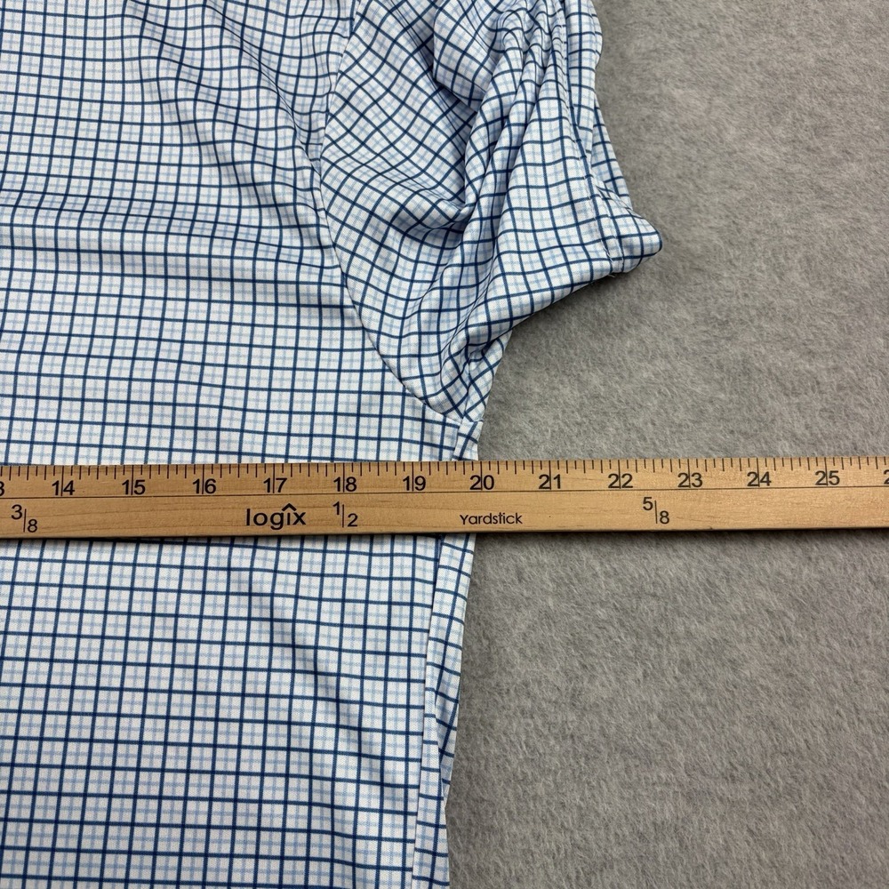 Collars Co Polo Shirt Mens Medium White Blue Windowpane Plaid Dress Collar - Picture 3 of 7